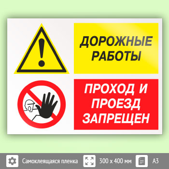 Знак «Дорожные работы - проход и проезд запрещен», КЗ-20